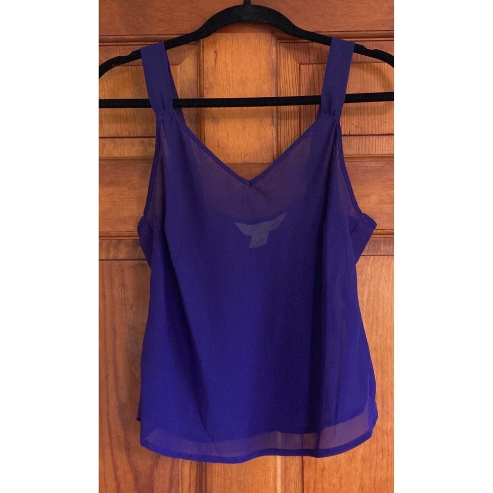 New York City Design Co Womens S Tank Purple Sheer V-Neck Chiffon Coquette Indie